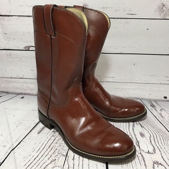 Laredo Redwood Leather Cowboy Western Tall Boots - Picture 4 of 7